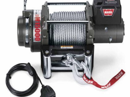 12 Volt 15000 LB Cap 90 Ft Wire Rope Roller Fairlead Wired Remote