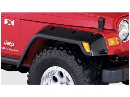 Bushwacker 10029-07 Black Max Coverage Pocket/Rivet Style Textured Finish Front Fender Flares for 1997-2006 Jeep Wrangler TJ