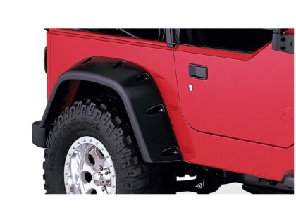 Bushwacker 10030-07 Black Max Coverage Pocket/Rivet Style Textured Finish Rear Fender Flares for 1997-2006 Jeep Wrangler TJ