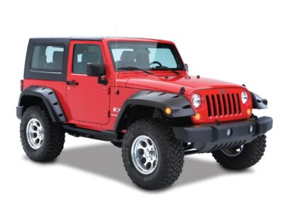 Bushwacker 10046-02 Black Max Coverage Pocket/Rivet Style Smooth Finish Rear Fender Flares with Extended Coverage for 2007-2018 Jeep Wrangler JK 2-Door