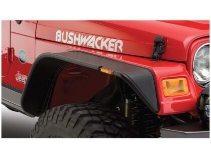 Bushwacker 10055-07 Black Jeep Flat Style Textured Finish Front Fender Flares for 1997-2006 Jeep Wrangler TJ