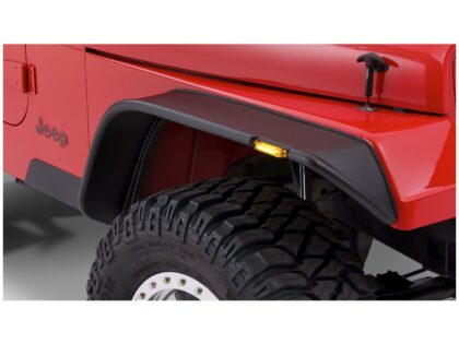 Bushwacker 10067-07 Black Jeep Flat Style Textured Finish Front Fender Flares for 1987-1995 Jeep Wrangler YJ (Excludes Renegade)