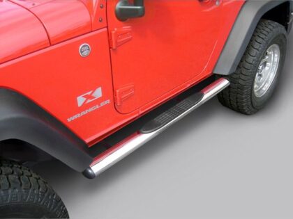 4 1/4 Inch Oval Side Steps, Stainless Steel; 07-16 Jeep Wrangler JK