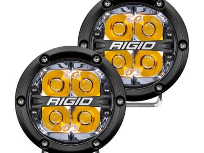 RIGID 360-Series 4 Inch Round LED Off-Road Light, Spot Beam Pattern for High Speeds Amber Backlight, Pair