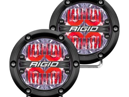 RIGID 360-Series 4 Inch Round LED Off-Road Light, Drive Beam Pattern for Moderate Speeds, Red Backlight, Pair