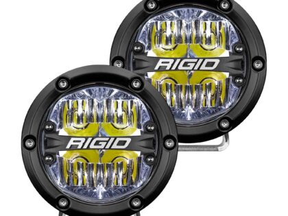 RIGID 360-Series 4 Inch Round LED Off-Road Light, Drive Beam Pattern for Moderate Speeds, White Backlight, Pair
