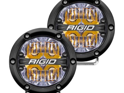 RIGID 360-Series 4 Inch Round LED Off-Road Light, Drive Beam Pattern for Moderate Speeds, Amber Backlight, Pair